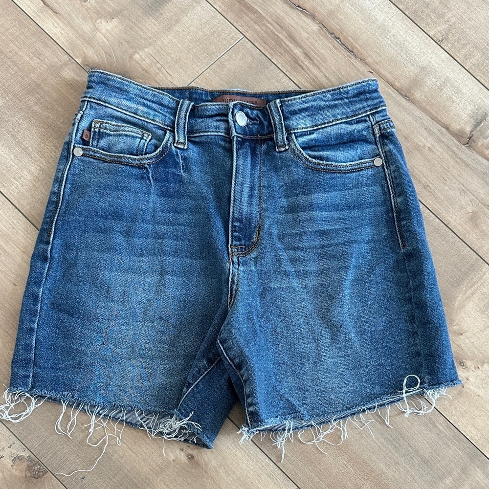 Judy Blue Classic Denim High Waist Cut Off Blue Jean Shorts Sz S